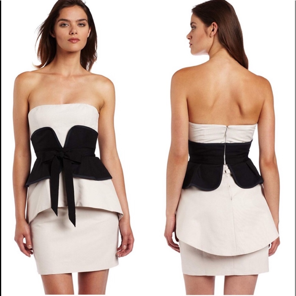 BCBGMAXAZRIA Avia Peplum Corset Strapless Cocktail